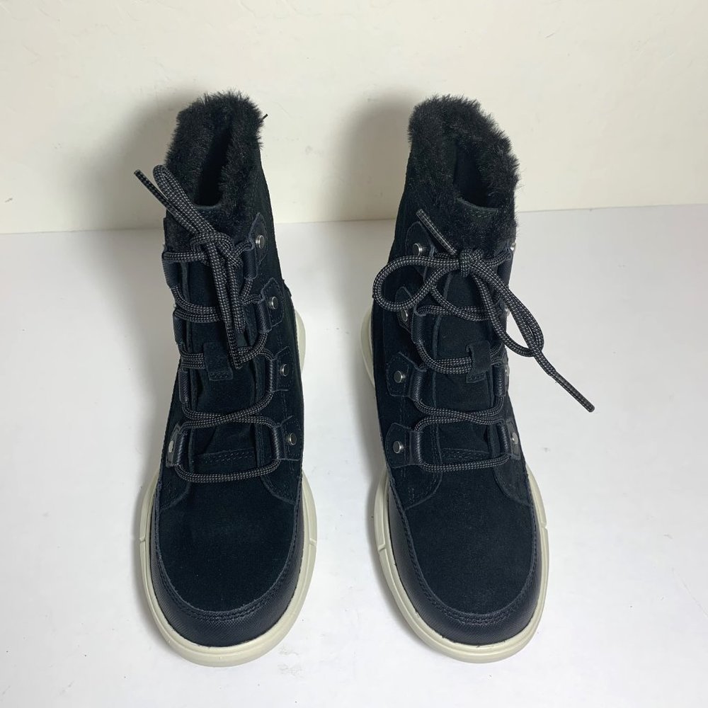 Sorel Explorer II Joan Boots Lace Up Suede Faux Fur Booties Black Size 7 NEW - Picture 5 of 8